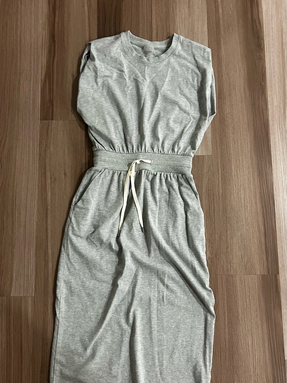 Cala Casual Heather Gray Midi Dress with Elastic Waist